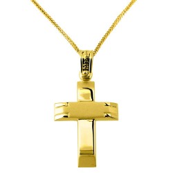 Χρυσός σταυρός Κ14 με αλυσίδα